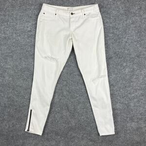 Converse Jeans Womens Size 6 White Distressed Skinny Fit Ankle Zip Casual Pants